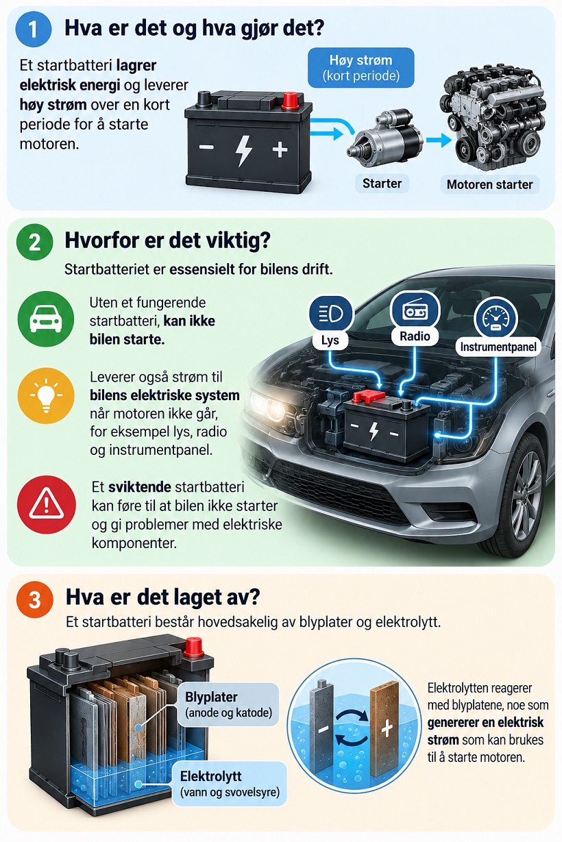 Hva er startbatterier?