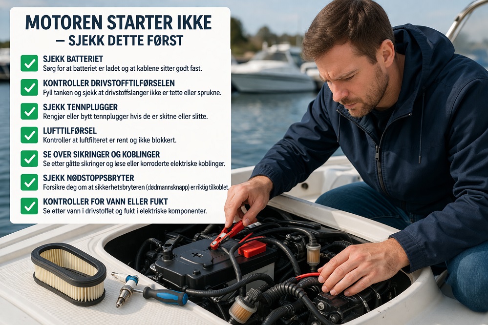 Motoren på båten starter ikke - sjekkliste