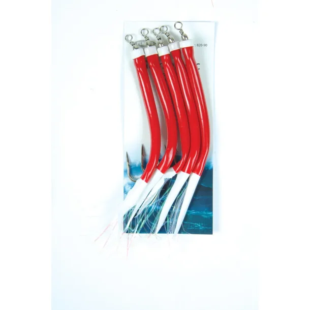 Fladen Gummimakk 5pk - 9/0 - R�d/Hvit 