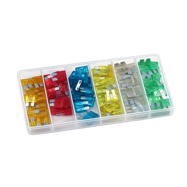 Flatstift sikringer assortert 5 - 30 Ampere - 120 stk - Til Bil, b�t og Campingvogn