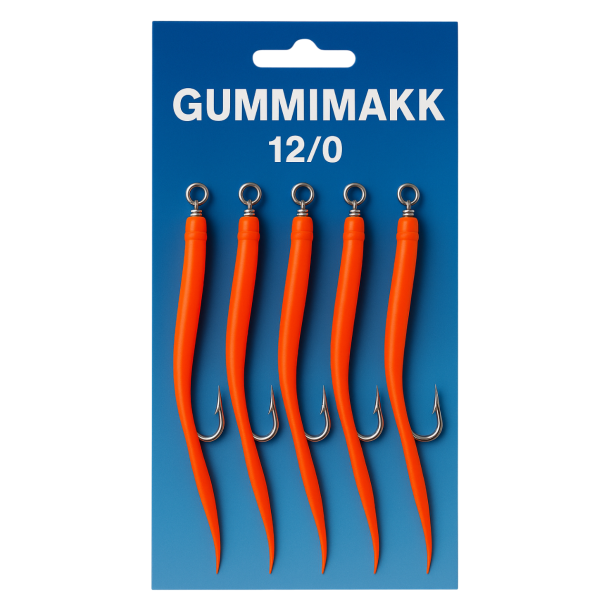 Gummimakk 12/0 - 5pk, Mustadkrok