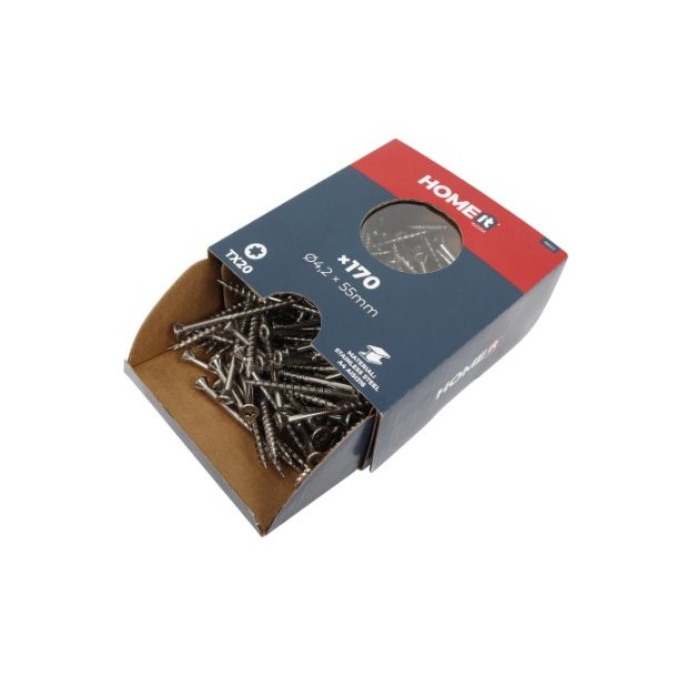 Universal rustfri skrue �4,2 x 55 mm A4 TX20 170 stk